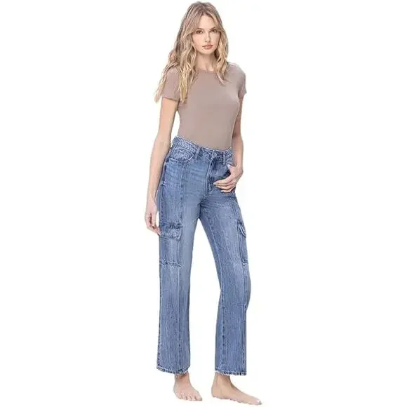 Vervet by Flying Monkey High Rise Dad Cargo Jeans - V3418 - Size 28 - Picture 3 of 4